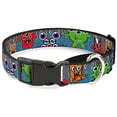 thumbnail image 1 of buckle-down cute monsters gray flame blue martingale dog collar, 1 of 1