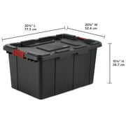 Sterilite Large Industrial Storage Bin, 27 Gallon Durable Plastic Storage Tote with Latching Lid and Integrated Handles, Black, 4 Pack