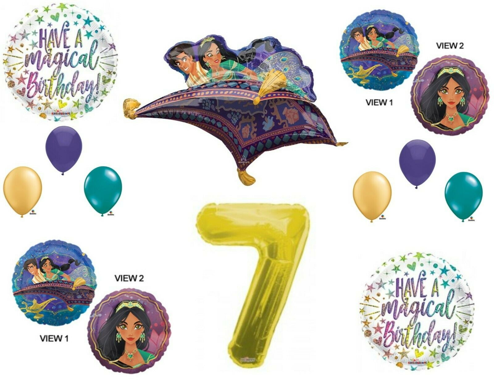 Aladdin Jasmine 2 Sided Design Birthday Party Decorations Mylar Foil Balloon 18" 