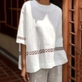 thumbnail image 2 of WEAIXIMIUNG Hauts d'Été pour Femmes Manches Courtes Col Rond T-Shirts Décontractés Manches Bouffantes, 2 of 6