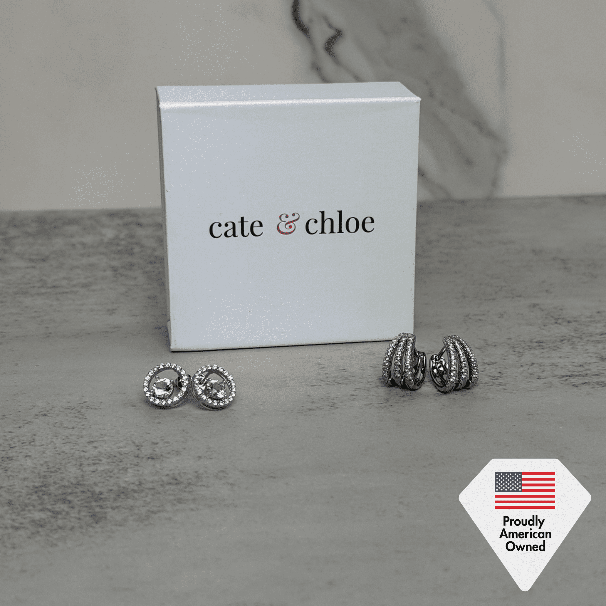 Cate & Chloe Reign 18k White Gold Plated Drop Earrings with Swarovski Crystals for Women, Gift for Her