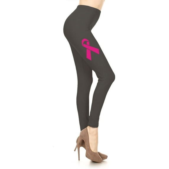 Women's Breast Cancer Awareness Ribbon Printed Leggings for Regular PLUS 3X5X