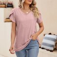 thumbnail image 2 of Fashion Womens Casual Solid Color V Neck Short Sleeve Tops Loose Blouses, 2 of 9