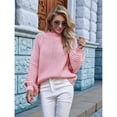 thumbnail image 4 of Suéteres de Cuello Alto para Mujer, Suéteres Casuales de Larga, Suéteres Sueltos de Punto Grueso. Rosa XL, 4 of 10