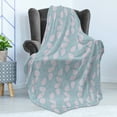 thumbnail image 4 of Pastel Soft Flannel Fleece Throw Blanket, Design of Big Striped Leaf Silhouettes Simplistic Garden Art, Cozy Plush for Indoor and Outdoor Use, 50" x 60", Mauve Blue Grey, by Ambesonne, 4 of 5