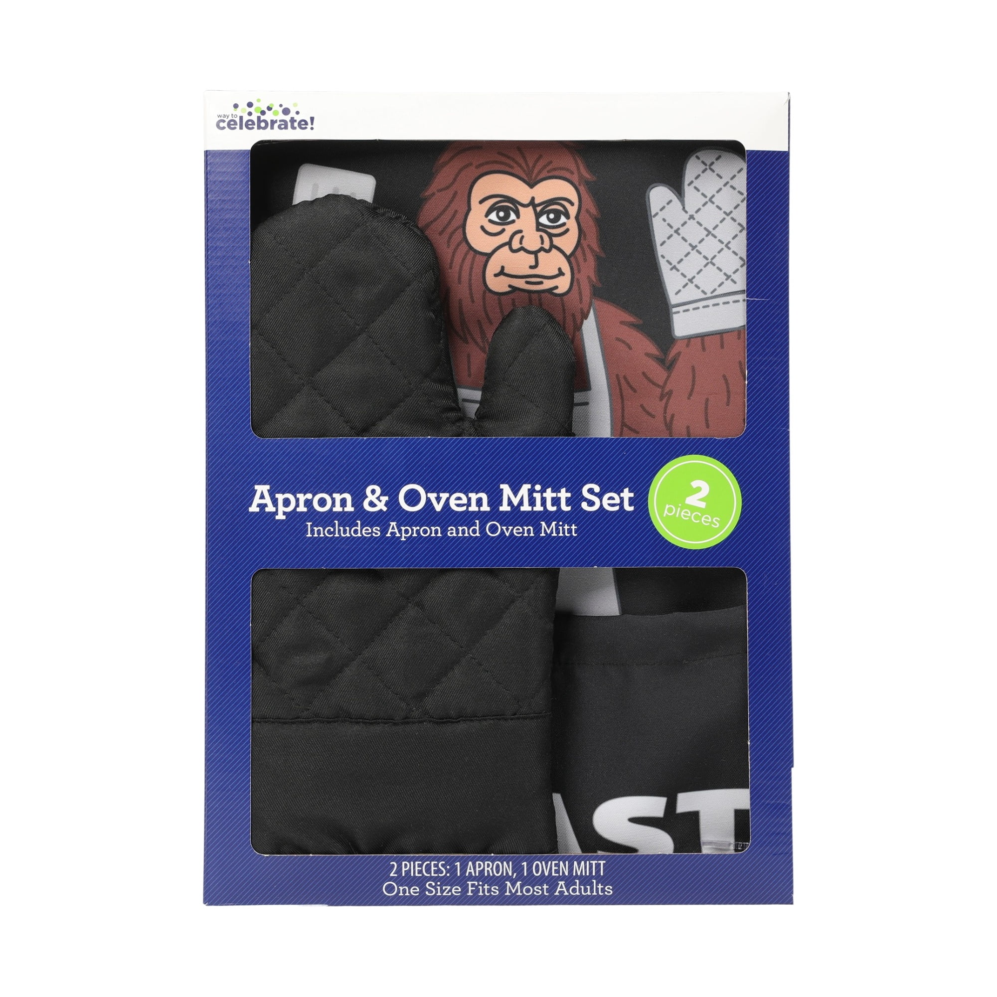 Beast of The Grill Apron and Oven Mitt Set, Black, Father's Day by Way To Celebrate