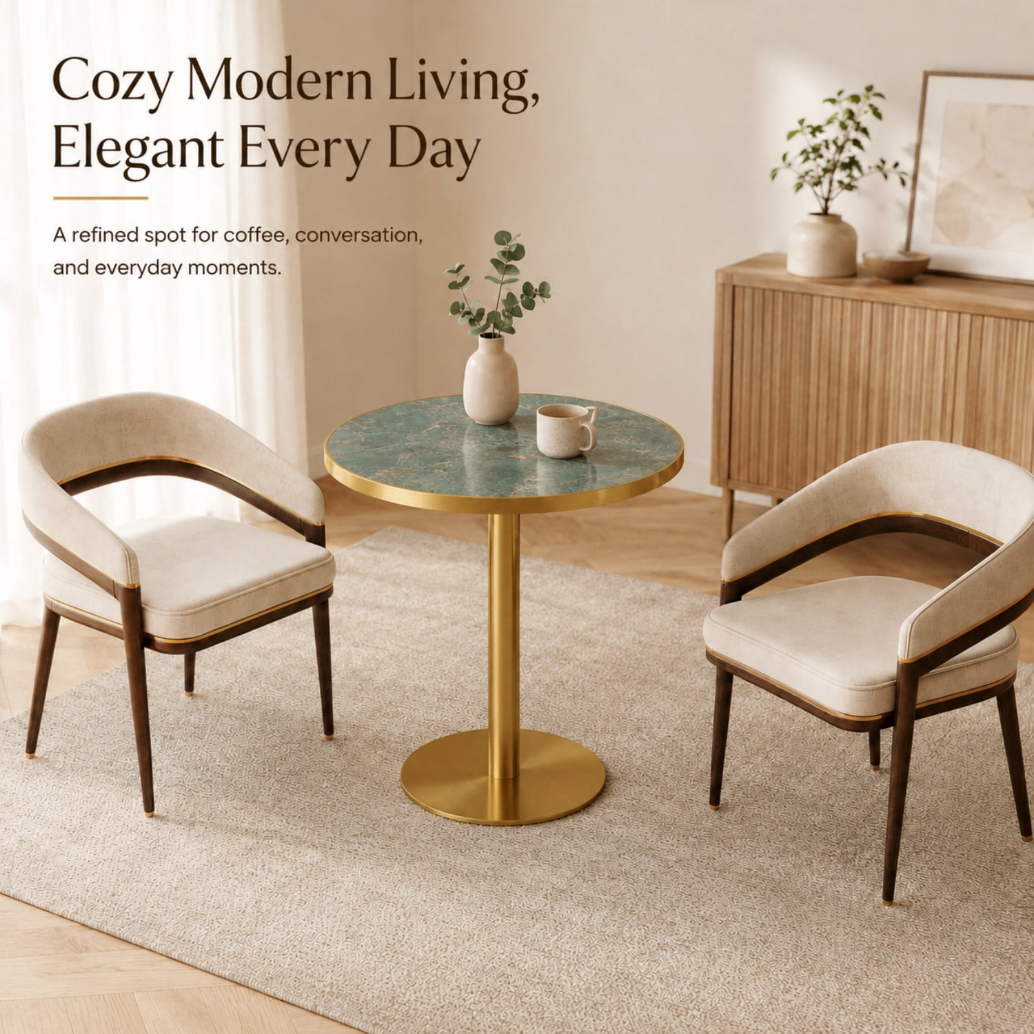 Miniyam 31.5 in. Round Tulip Dining Table for 2-4, Glossy Stone-Look Pedestal Table for Kitchen or Small Spaces, Green