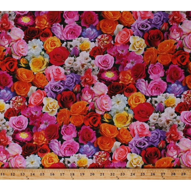 Cotton Rose Garden Of Roses Flowers Blooms Floral Valentine S Day Digital Print Cotton Fabric Print By The Yard D5multi Walmart Com Walmart Com