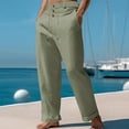 thumbnail image 2 of MDUKONU Men's Elastic Waist Cotton Linen Pants Quick Dry Fall Wear Green XXXL, 2 of 8