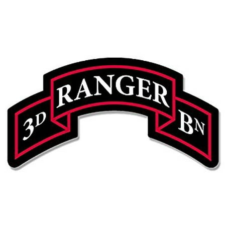 6th Ranger Battalion - 3d RANGER BN Tab Shaped Sticker Decal (ssi third 3rd battalion army) Size: 2.7 x 5 inch