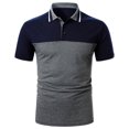 thumbnail image 1 of Birdeem T-Shirt Décontracté à Manches Courtes Patchwork Col Rabattu pour Hommes, 1 of 10