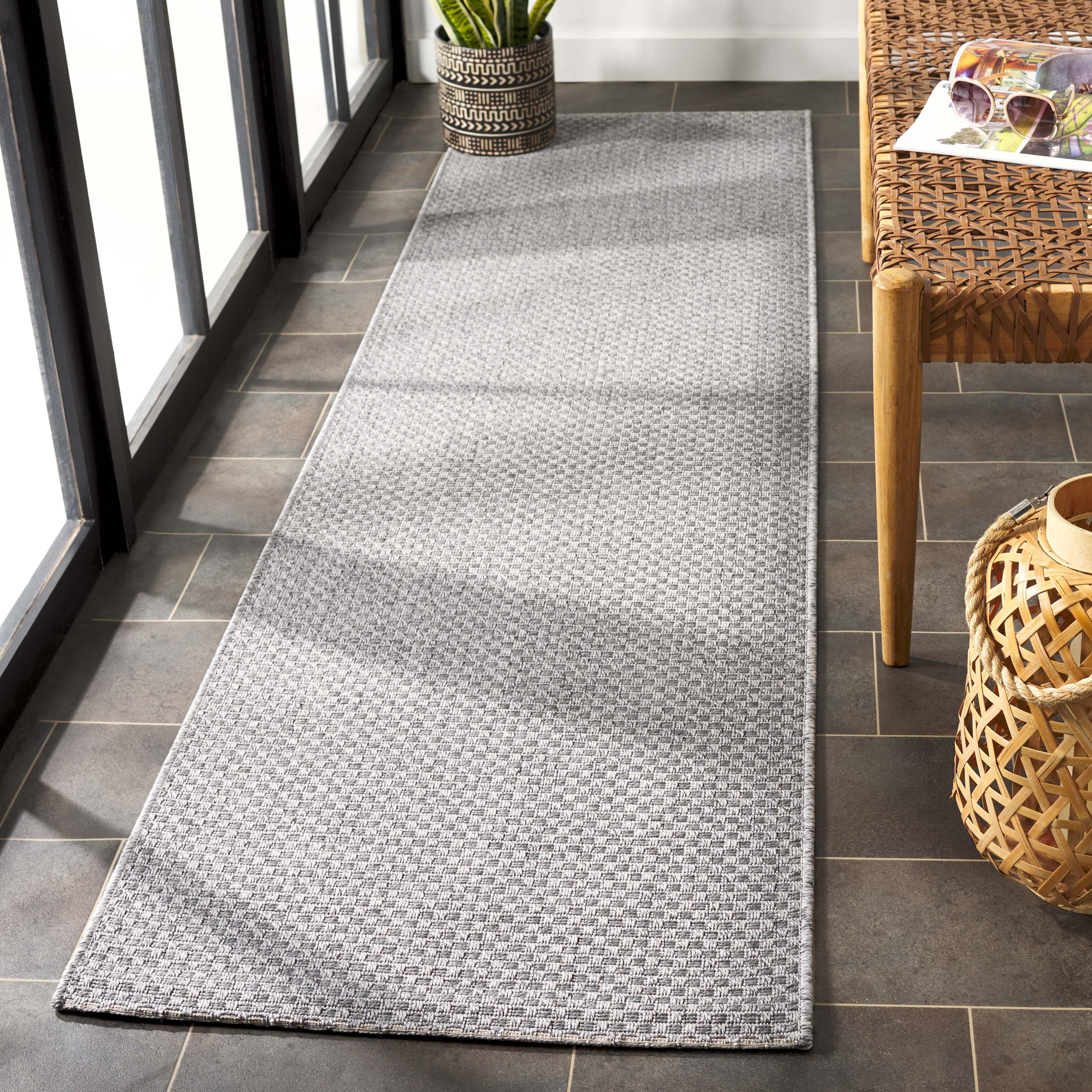 SAFAVIEH Sisal All-Weather Ophelia Solid Indoor/Outdoor Runner Rug, Light Grey, 2'2" x 8'