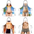 thumbnail image 4 of Tablier Drôle Personnalité Image Claire et Réelle Sans Manches Sangle Polyester Imperméable Homme Musclé Tablier de Cuisine Fournitures Maison, 4 of 5