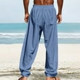 thumbnail image 6 of DPTALR George Men's Lightweight Linen Drawstring Yoga Pants with Pockets for Summer Beach,Navy Big and Tall Men M, 6 of 7