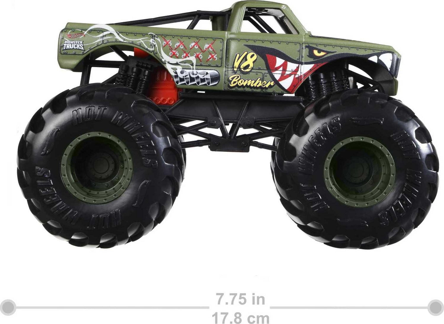 Véhicule V8 Bomber Green Hot Wheels Monster Trucks à l’échelle 1:24