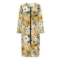 thumbnail image 3 of Yuyamidu Daisy Women's Bathrobe Zipper Front Bath Robes Yellow Flowers Long Sleeve Robe Size L Skin-Friendly Crewneck House Coat for Women Mid-Length Dressing Gown, 3 of 7