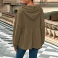 thumbnail image 4 of larppty Womens Oversized Hoodies Sweatshirts Casual Lantern Long Sleeve Drawstring Peplum Hem Loose Hooded Pullover Tops Fall Outfits (Khaki, M), 4 of 6