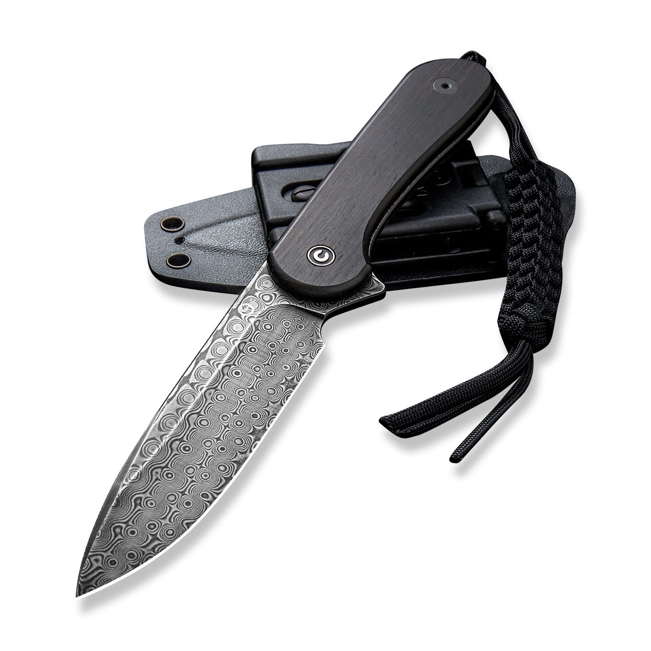 CIVIVI Knives Elementum Fixed Blade C2105-DS1 Damascus & Black Ebony Wood Pocket Knife