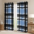 thumbnail image 2 of Homewish Vintage Grid Pattern Blackout Curtains Set of 2 (52x84 Each),Geometric Checkered Plaid Window Curtains,Blue Black Curtains and Drapes For Girls Boys,Luxury Bedroom Decor, 2 of 6