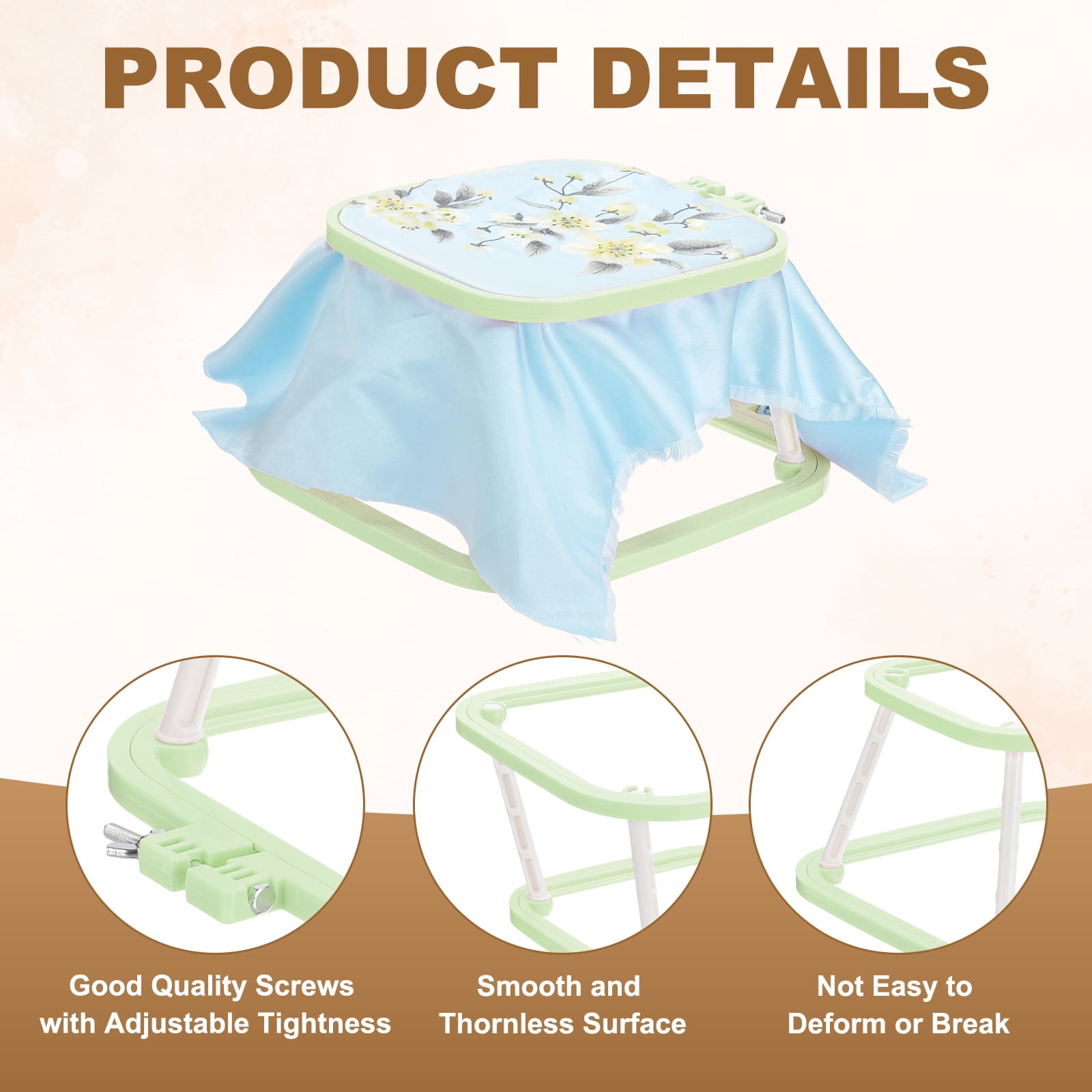 Uxcell 7.1" x 6.7" Square Embroidery Hoop Stand, Adjustable ABS Plastic Cross Stitch Stand Hands-Free 2-Tier Embroidery Hoop Holder Punch Needle Frame for Sewing Arts Needlework, Green