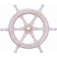 thumbnail image 1 of Hampton Nautical Classic Wooden Whitewashed Decorative Ship Steering Wheel 12" - Nautical Home Decoration, 1 of 3
