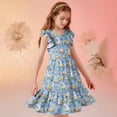 thumbnail image 7 of Girls Easter Dress Bunny Floral Print Ruffle Sleeves Comfy A-Line Spring Party Outfit Multicolor 5-14 Years,Size 11 T, 7 of 7