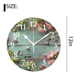 thumbnail image 2 of 12 Inch Wall Clock Battery Operated Silent Clock Decorative for Office, Kitchen, Outdoor, Living Room，Flowers Frame on White Wooden Background Amazing, 2 of 4