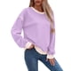 thumbnail image 2 of Sudadera Informal de Larga para Mujer, Cuello Redondo, Holgada, , con Ribete en Contraste. Púrpura L, 2 of 9