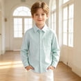 thumbnail image 2 of FYDUU Kids Boys Girls Long Sleeve Striped Shirts Children's Button Down Dress Shirts Formal School Uniform Tops Back To School Clothes 8-9 Years, 2 of 6