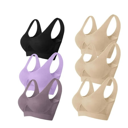 TrendVibe365 Push up Sports Bras for Women Plus Size Pack of 6 Mesh Wireless Push up Bralettes Padded U Back Wide Strap Supportive Bustier Full Coverage Crop Tank Top Comfy Lingerie Black 4XL