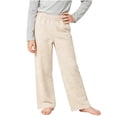 thumbnail image 2 of Spazoro Girls Striped Wide Leg Pants with Pockets, Loose Fit Striped Print Full Length Elastic Waist Stretchy Casual Loungewear Bottoms Beige Size 7-8, 2 of 7