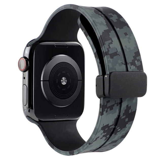Correa de silicona para Apple Watch (42 mm/44 mm/45 mm/49 mm negro camuflaje) WDOplteas Para estrenar