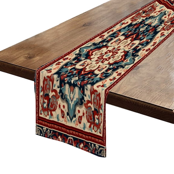 BaHomeck Table Runner 13*72 In,Set Of 1 Intricate Design With Ornate Floral Patterns High Density Cotton Linens Machine Washable Table Runner For Kitchen Dining Table Coffee Table Decor