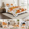 thumbnail image 3 of 3 Pieces King Quilt Set,Thanksgiving Maple Tree Soft Bedding Sets with 1 Quilt & 2 Pillow Shams,Hello Fall Words Pumpkins Summer Bedspread Lightweight Coverlet Comforter for All Season, 3 of 5
