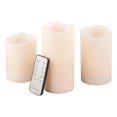 thumbnail image 1 of Gerson 41560EC Wax Wavy Edge Flameless LED Candles with Multi-Function Remote, Assorted Size - Set of 3, 1 of 1