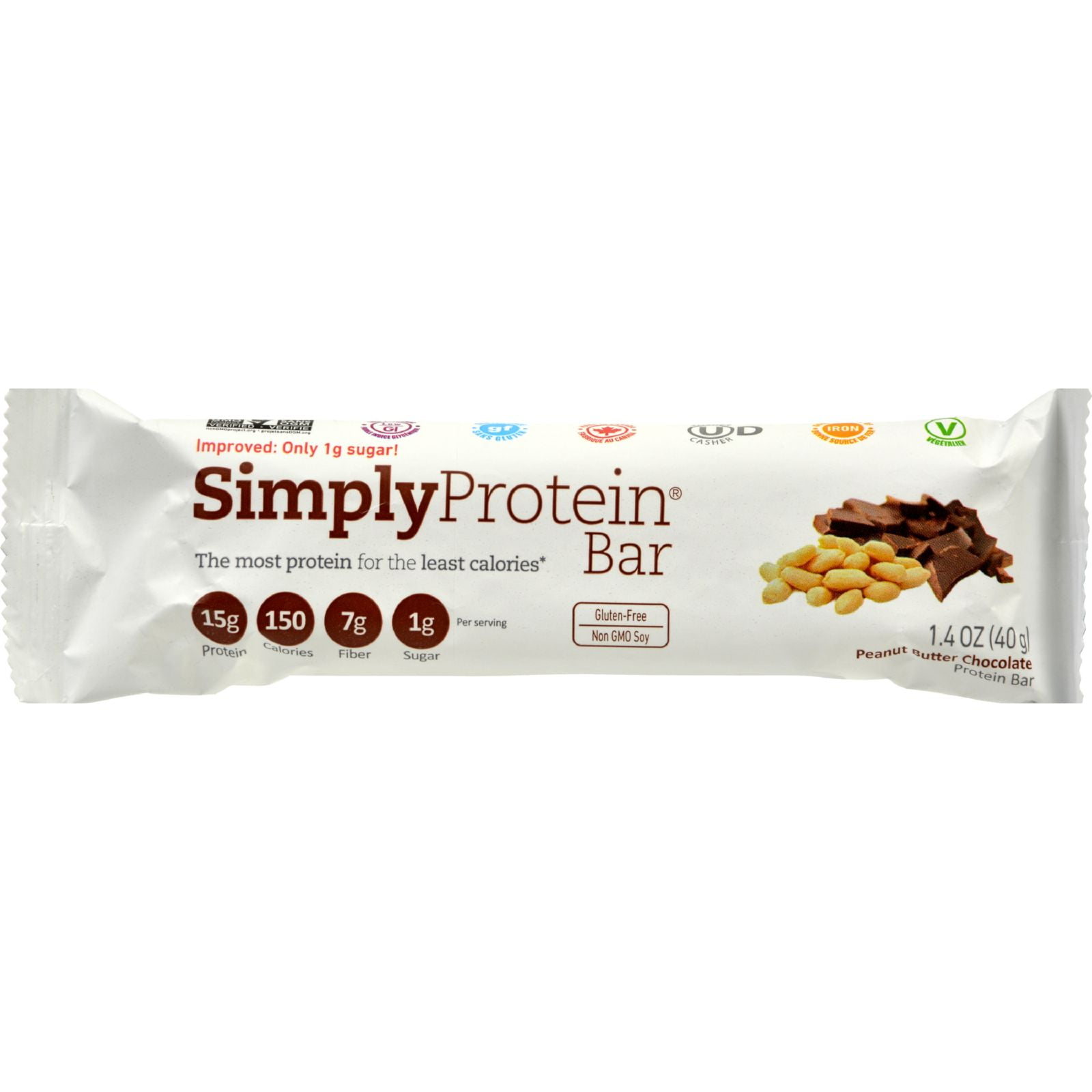 SimplyProtein Protein Bar Peanut Butter Chocolate 1.41 oz Case of