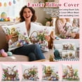 thumbnail image 2 of Yulett Easter Pillow Covers 18x18 Set of 4, Easter Bunny Floral Eggs Farmhouse Decorations Spring Holiday Decor Throw Cushion Case for Home Couch, 2 of 9