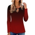 thumbnail image 1 of Tops de Otoño Para Mujer, Camisetas Informales Con Estampado Degradado, Blusas de Manga Larga Con Cuello Redondo Odeerbi  ODB178930, 1 of 5