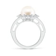 thumbnail image 2 of Angara Freshwater Cultured Pearl and Diamond Ring with Floral Halo in 925 Sterling Silver for Women | June Birthstone Jewelry for Her, 2 of 5