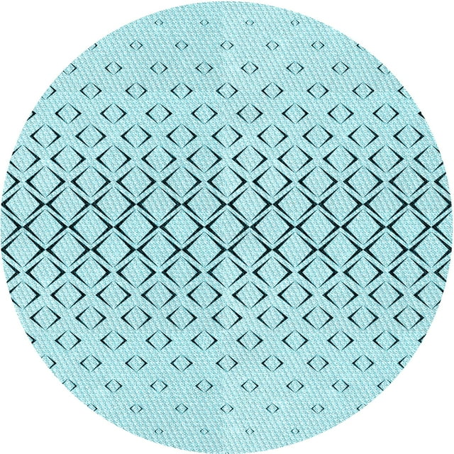 Ahgly Company Tapis Rond Lavable en Machine Intérieur Transitionnel Bleu Électrique, 4 Pieds Rond