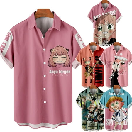 

MLFU Anime SPY x FAMILY Men s Aloha Button Down Polo Shirts Fashion Basic Tops Size 100-170/XXS-8XL