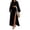 Black, variant on Womens Matching Sets Summer 2 Piece Beach Vacation Outfits Long Sleeve Crop Top High Slit Maxi Skirt Set Resort Wear