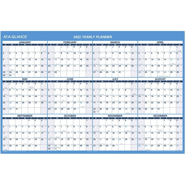 At A Glance Wall Calendar 2022 At-A-Glance Horizontal Erasable Wall Calendar, Reversible For Planning  Space, 48" X 32", January 2022 To December 2022 - Pm3002822 - Walmart.com
