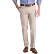 Haggar Men's Iron Free Premium Khaki Straight Fit Flat Front Flex Waist Casual Pant 34W x 32L Sand