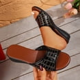 thumbnail image 5 of PiGOGI Women's Croc Embossed Mules Open Toe Wedge Heel Non-Slip Comfortable Slide Sandals Summer Plus Size Black 5.5, 5 of 9