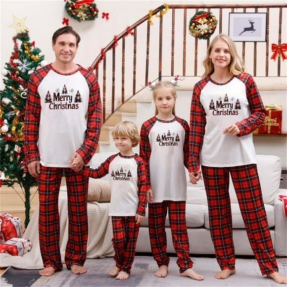 Styesk Family Matching Christmas Pajamas Set Soft Long Sleeve Shirt Bottom Pajama Pant Holiday Sleepwear Xmas Plaid PJS Set for Couples