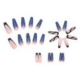 thumbnail image 3 of Uñas postizas CHAO 24 piezas azul con fragmentos brillantes y borde francés negro, 3 of 5