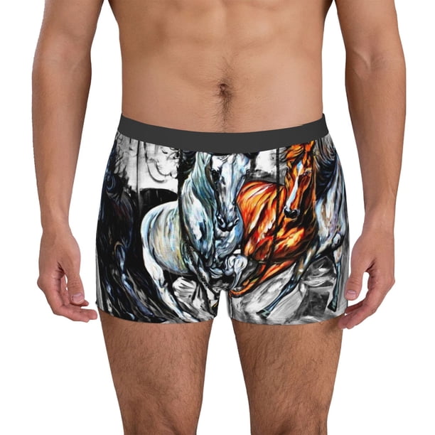 Fotbe Four Running Horses Calzoncillos Tipo Boxer con Bolsa de Soporte Total para Hombre, X-Temp Fresco, Transpirable y de Secado Rápido-Small
