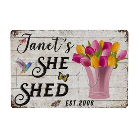 Rustic Aluminum Sign She Shed Signs Farmhouse Garden Decor Tin Metal Sign Retro Home Kitchen Room Wall Door Hanger Decor Sign 8x12 Inch