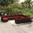 thumbnail image 1 of vidaXL 11 Piece Garden Lounge Set with Cushions Poly Rattan Brown, 1 of 5